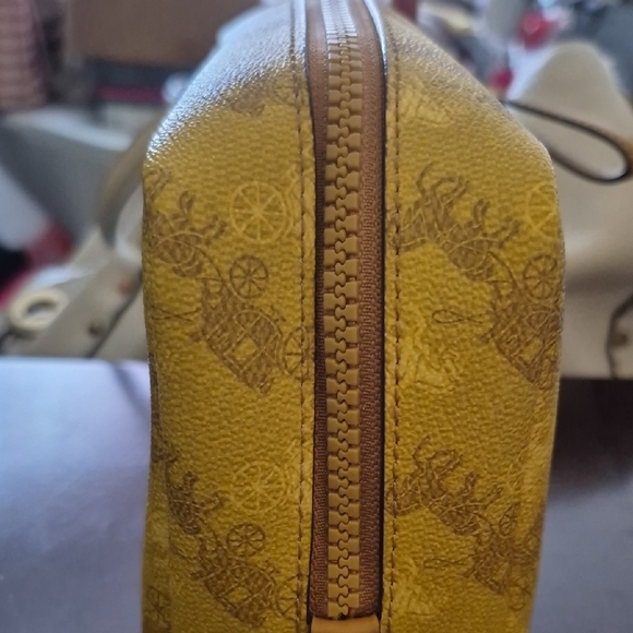 Coach Yellow and Brown Wristlet - Picture 3 of 6